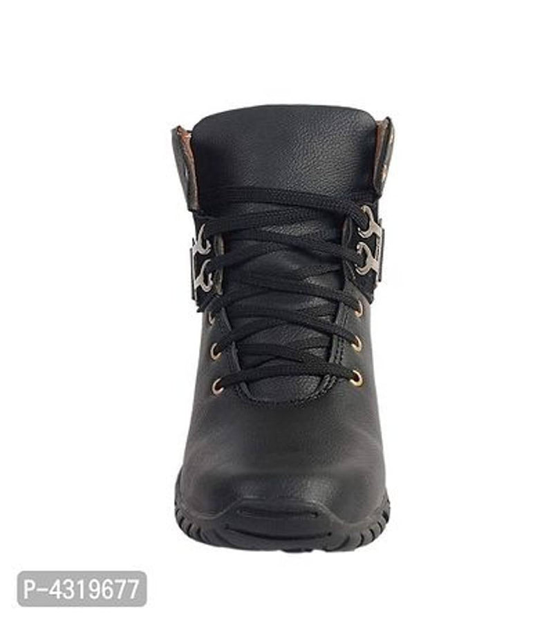 Elite Black Synthetic Solid Boots For Men