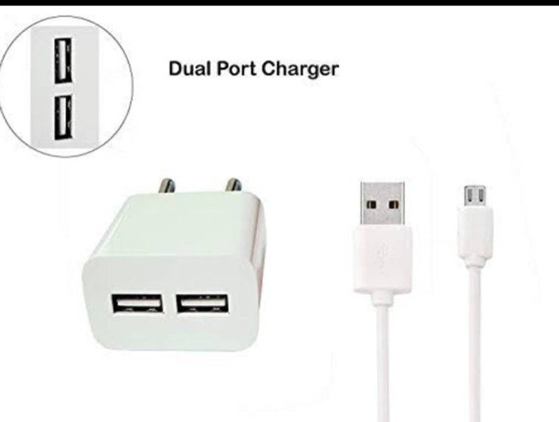 ST Fast Turbo Mobile 3.1 amp 2 USB Charger Adapter for Android Phones with one micro usb fast data cables 1 mtr.