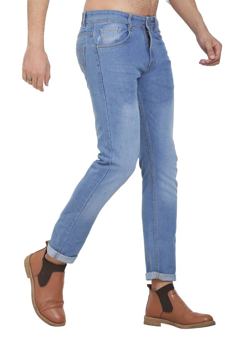Blue Polycotton Solid Regular Fit Mid-Rise Jeans