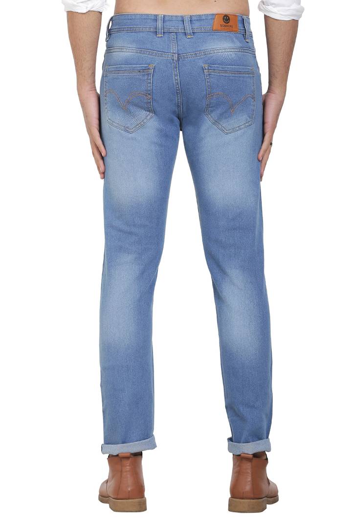 Blue Polycotton Solid Regular Fit Mid-Rise Jeans