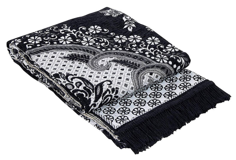 Beautiful Black Self Pattern Chenille And Polyester Weaved Carpet
 - 6X4 Feet (Made In India )