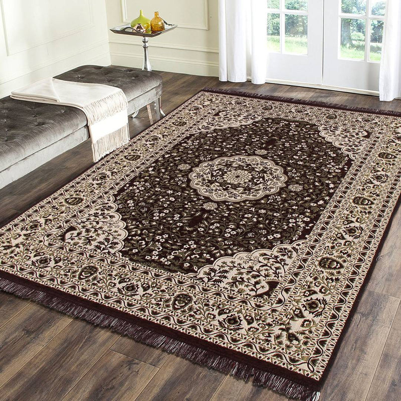 Beautiful Brown Self Pattern Chenille And Polyester Weaved Carpet
 - 6X4 Feet (Made In India )