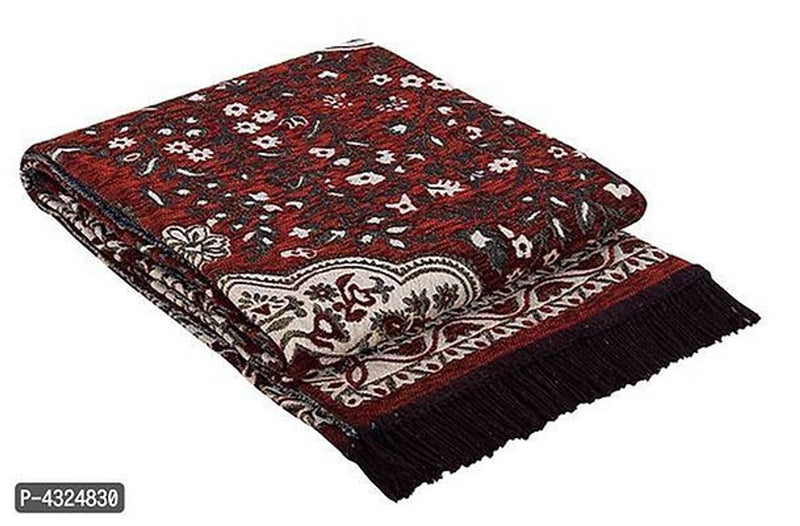 Beautiful Maroon Self Pattern Chenille And Polyester Weaved Carpet - 6X4 Feet (Made In India )