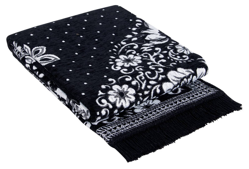 Beautiful Black Self Pattern Chenille And Polyester Weaved Carpet
 - 6X4 Feet (Made In India )
