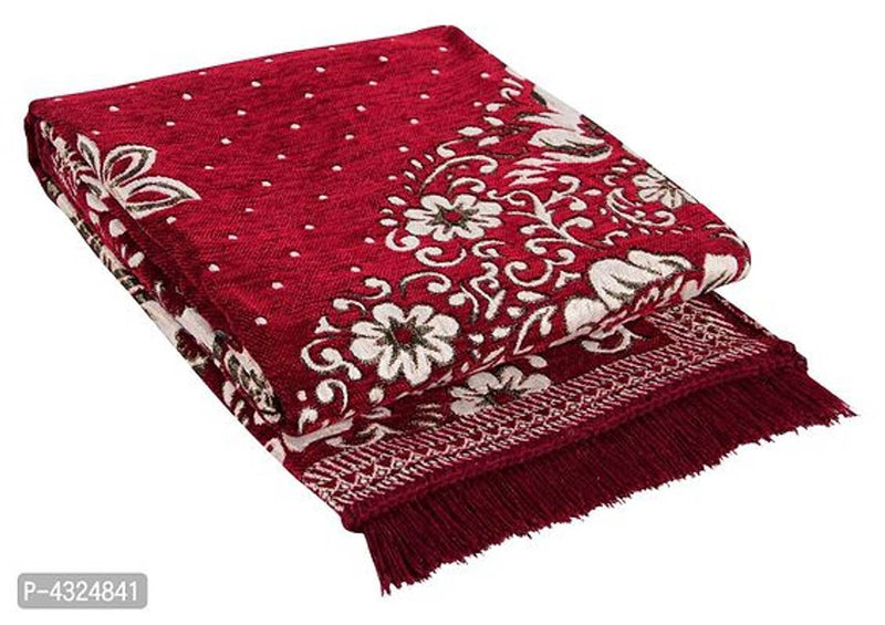 Beautiful Maroon Self Pattern Chenille And Polyester Weaved Carpet - 6X4 Feet (Made In India )