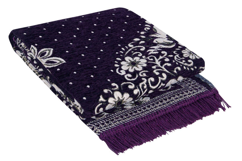 Beautiful Purple Self Pattern Chenille And Polyester Weaved Carpet
 - 6X4 Feet (Made In India )