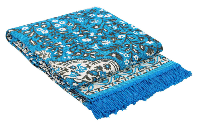 Beautiful Blue Self Pattern Chenille And Polyester Weaved Carpet
 - 6X4 Feet (Made In India )
