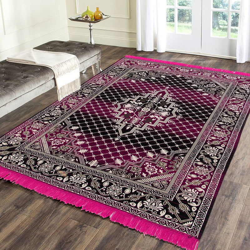 Beautiful Multicoloured Self Pattern Cotton And Polyester Weaved Carpet
 - 6X4 Feet (Made In India )