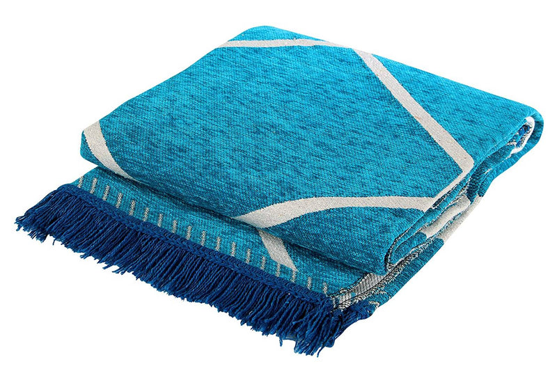 Beautiful Blue Self Pattern Chenille And Cotton Weaved Carpet
 - 6X4 Feet (Made In India )