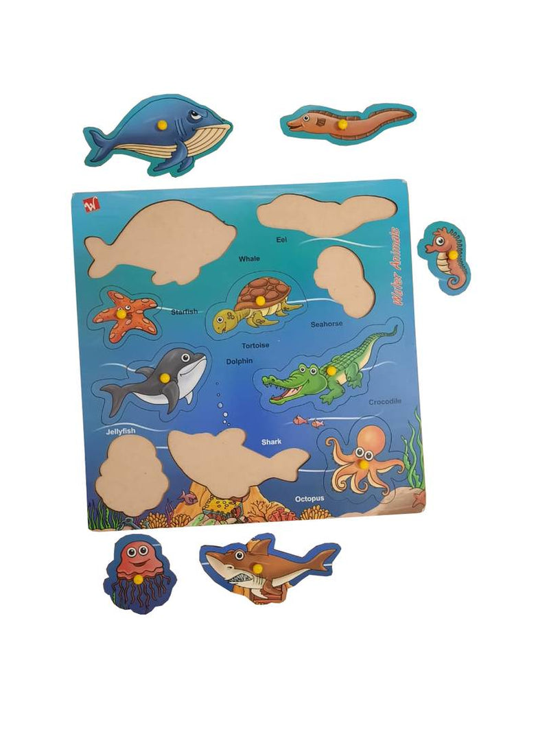 Wooden Water Animals Puzzle Game