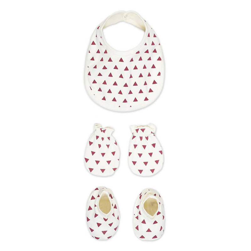 Unisex Rabbit Pocket Cotton Checked Bib Mittens Booties For New Borns - Set of 3 Combo Pack