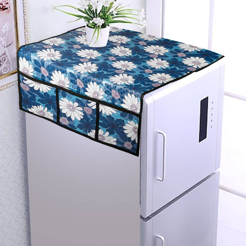 Fancy Fridge Top Cover And Fridge Handle Cover With 3 Piece Fridge Mat (Combo Of 5 Piece)