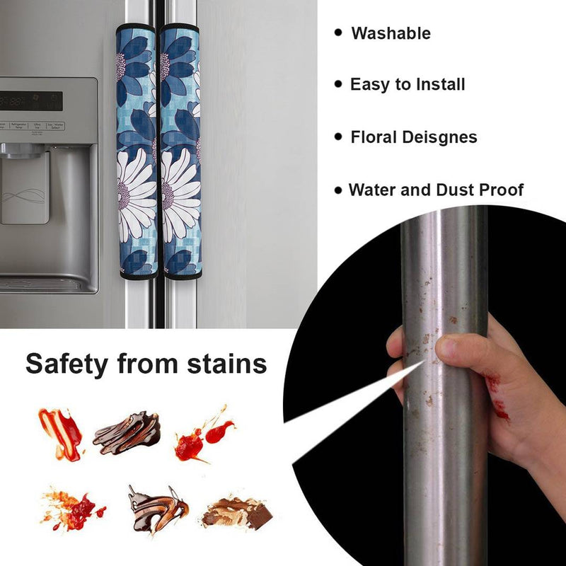 Fancy Fridge Top Cover And Fridge Handle Cover With 3 Piece Fridge Mat (Combo Of 5 Piece)