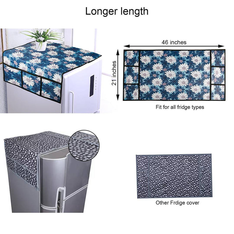 Fancy Fridge Top Cover And Fridge Handle Cover With 3 Piece Fridge Mat (Combo Of 5 Piece)