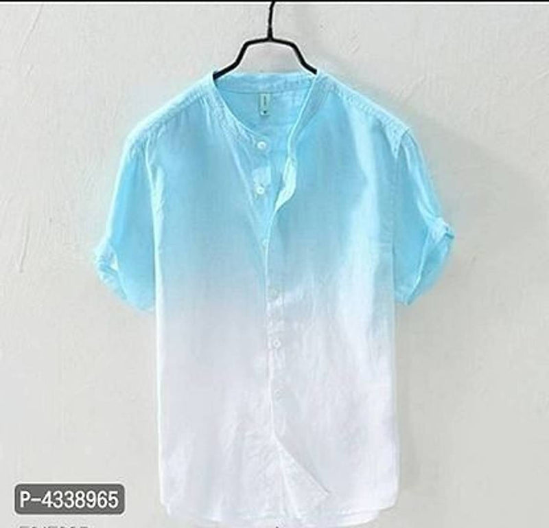 Elegant White Colorblocked Cotton Slim Fit Casual Shirt For Men