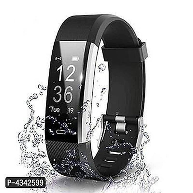 115 Plus Bluetooth Smart Fitness Band Watch For Men/Women with Heart Rate Activity Tracker Waterproof Body (Black)