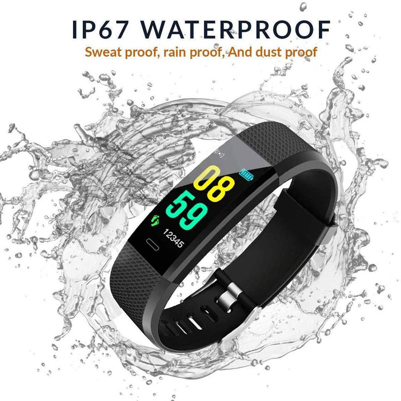 116 Smart Band, Smart Wristband Heart Rate Monitor Blood Pressure IP67 Waterproof Men Women Activity Tracker Watch (Black)