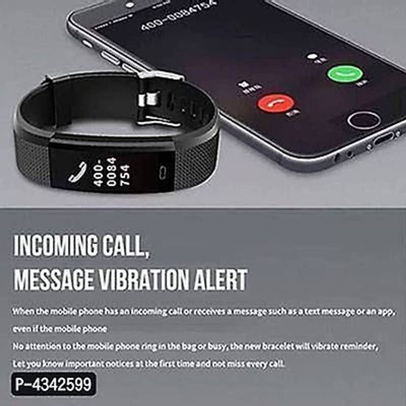 115 Plus Bluetooth Smart Fitness Band Watch For Men/Women with Heart Rate Activity Tracker Waterproof Body (Black)