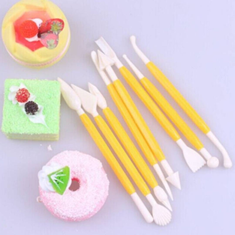 Cake Modelling Decorating Fondant Tool Kit Set with 4 Cake Scrappers Baking Tools Accessories Set