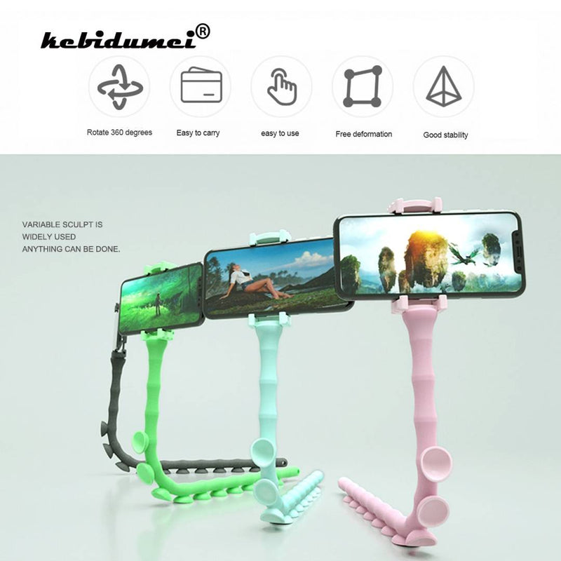 Cute Lazy Worm Tripod/Stand For All Mobiles Can Stick & Is Very Flexible (Green)