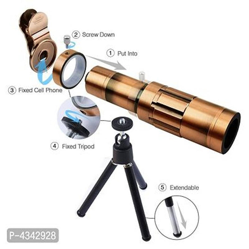 20X Lens With Tripod Selfie Stand Camera Lens, 20X Zoom Universal Optical Telescope Mobile Lens With Mini Flexible Tripod & Phone Holder For All Smartphone