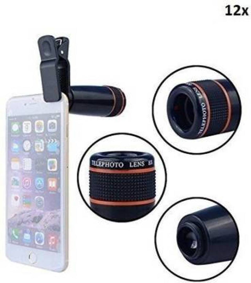 12X Zoom Mobile Adjustable Focus HD Pictures Telescope Lens Kit With DSLR Blur Background Effect For All Smartphones ND-15 Mobile Phone Lens