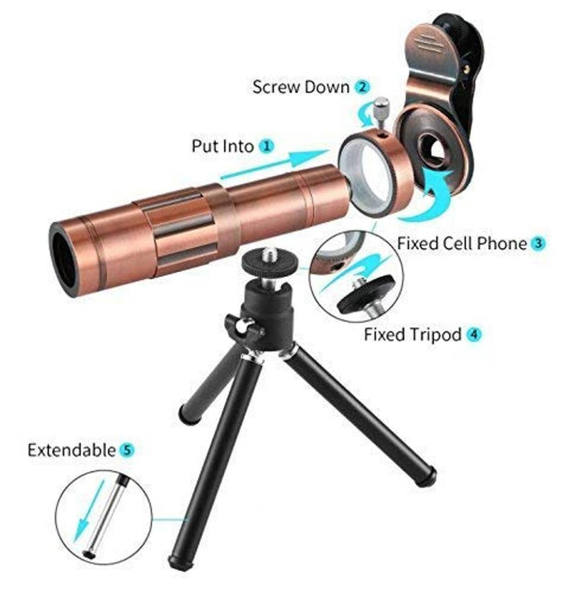 20X Lens With Tripod Selfie Stand Camera Lens, 20X Zoom Universal Optical Telescope Mobile Lens With Mini Flexible Tripod & Phone Holder For All Smartphone