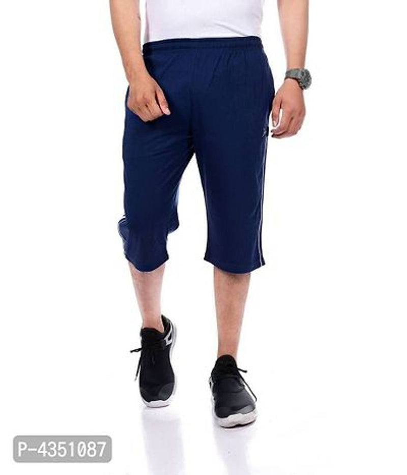 Elegant Blue Polycotton Solid  Shorts For Men