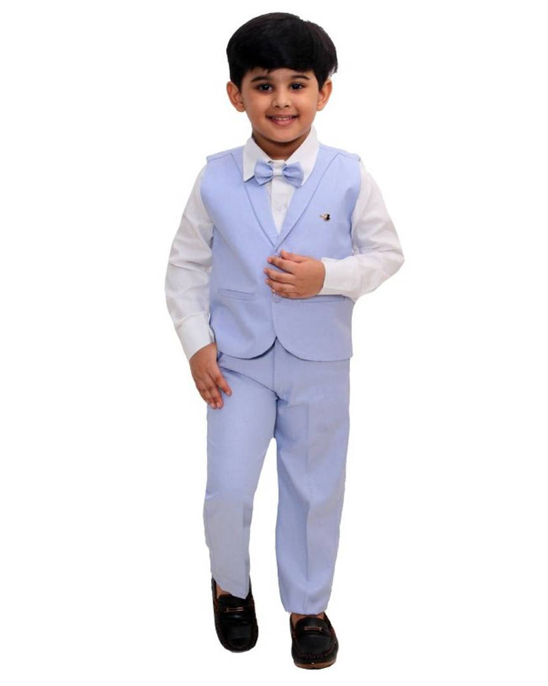 3 Piece Suit Set with Bow-Tie, Shirt, Trousers and Waistcoat for Kids and Boys