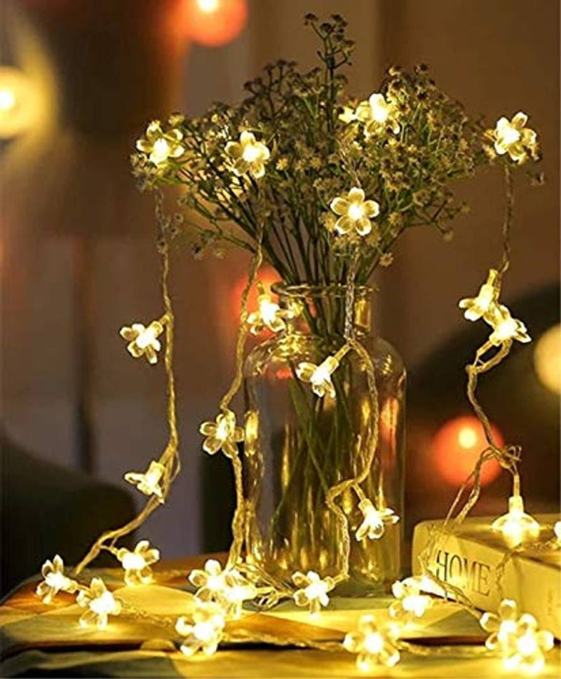16 LED Transparent Flower Led String Fairy Light, Bright Decorative Lights on Clear Wire for Home Decoration, 6m (Warm White)