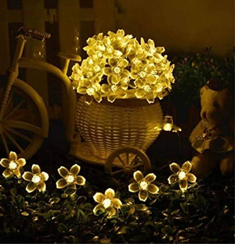 16 LED Transparent Flower Led String Fairy Light, Bright Decorative Lights on Clear Wire for Home Decoration, 6m (Warm White)