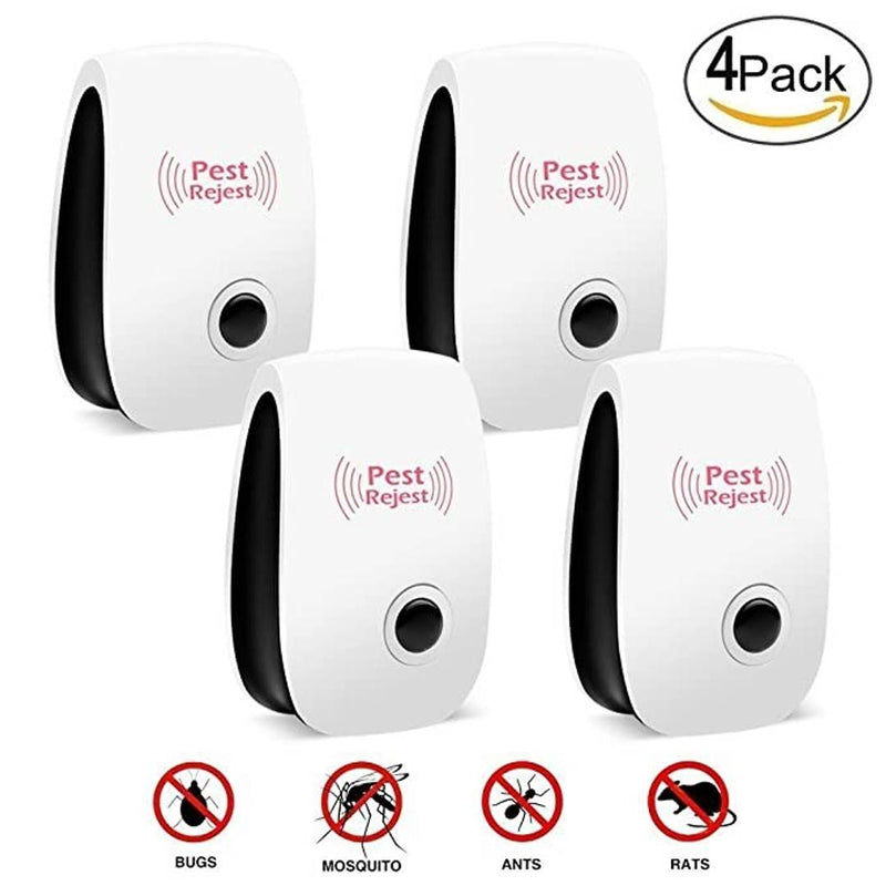 Pack of 4 Ultrasonic Pest Repeller for Rat, mice, Cockroach, Insects, Ants, Mosquito Reject