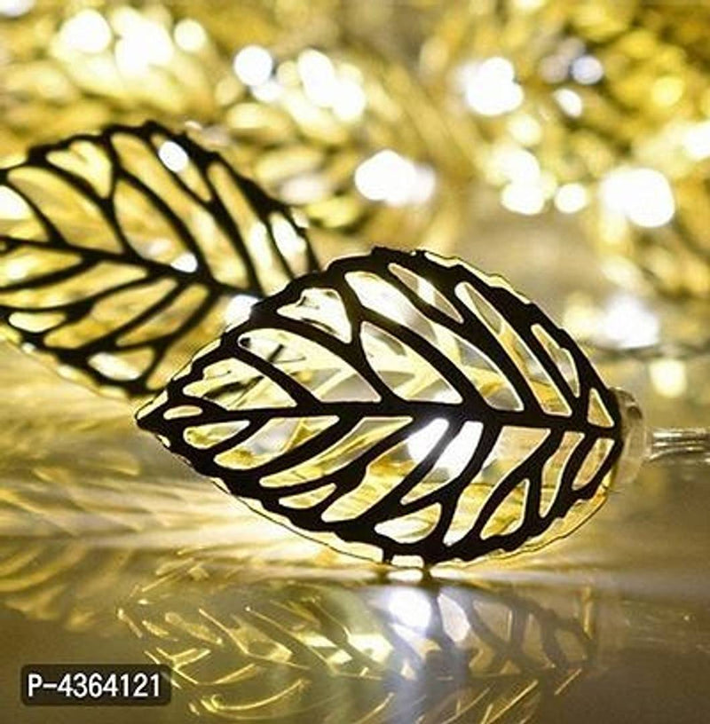 Decorative Golden Metal Leaf 3 Meter 16 Led Decoration Lights