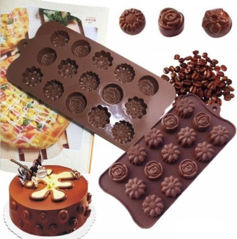 Silicone Pyramid Flower Shape Chocolate Making Mould Set of 2