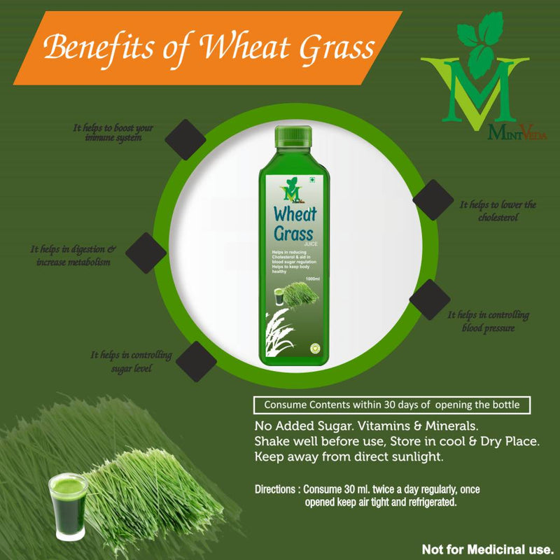 Wheat Grass (Sugar Free) Juice (1Liter) Pack Of 2