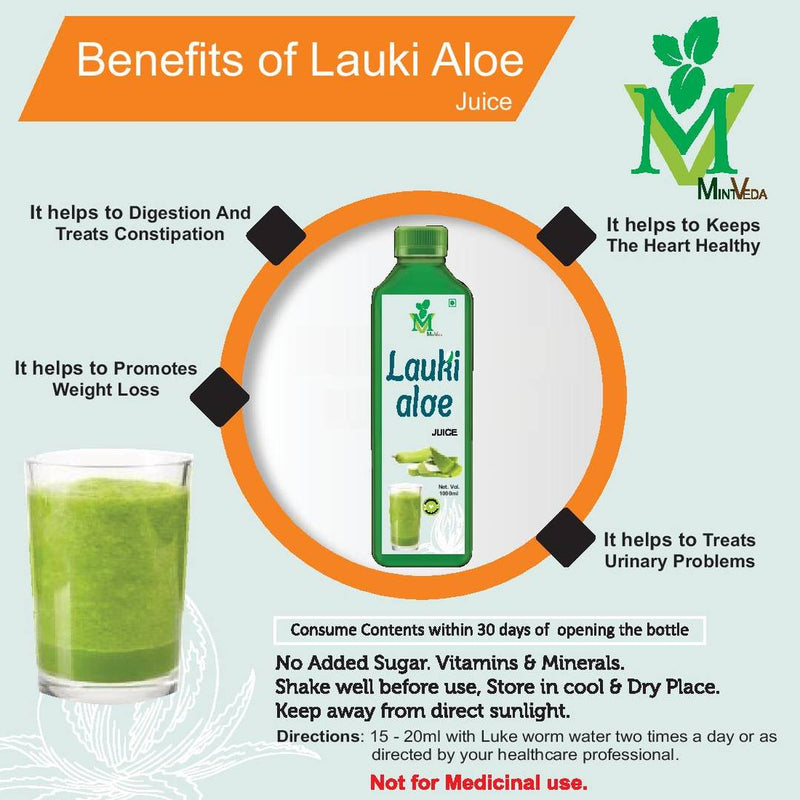 Lauki Aloe Vera (Sugar Free) Juice (1Liter) Pack Of 3
