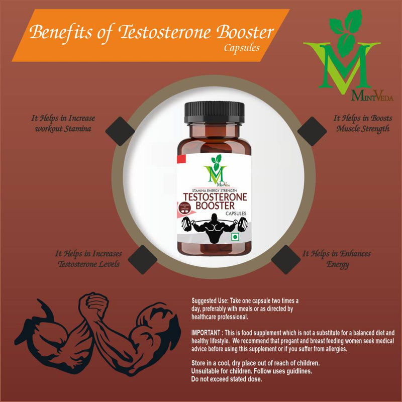 Testosterone Booster For Men Vegetarian Supplement 90 Capsule Pack Of 1