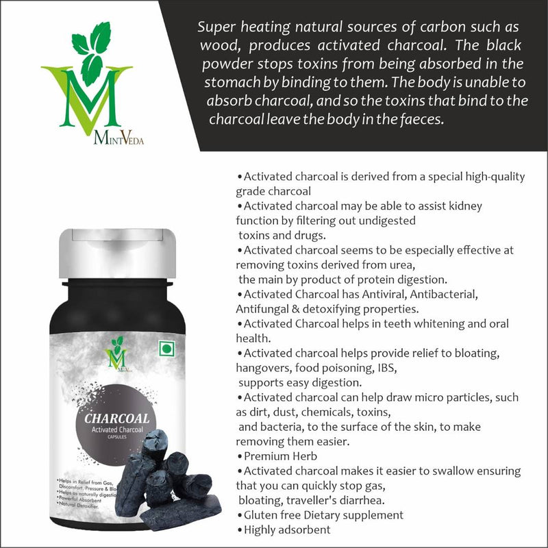 Activated Charcoal Vegetarian 60 Capsules Pack Of 3