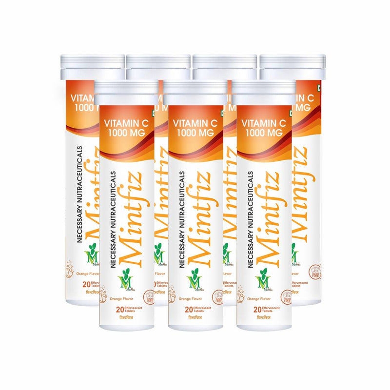 Mintfiz Vitamin C Effervescent 20 Tablets (Organe Flavour) Pack Of 7