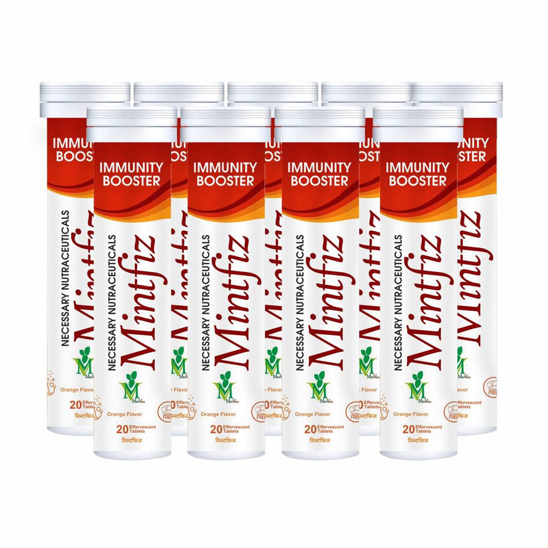Mintfiz Immunity Booster 20 Effervescent Tablets Orange Flavour Pack Of 9