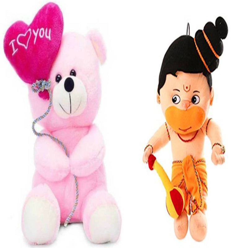 Gift Basket Stuffed Soft Toy Combo Of Balloon Teddy With Hanuman