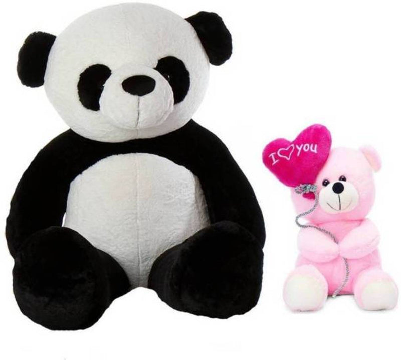 Gift Basket Stuffed Soft Toy Combo Of Balloon Teddy With Sitting Panda Teddy