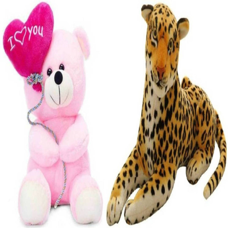 Gift Basket Stuffed Soft Toy Combo Of Balloon Teddy With Cheetah