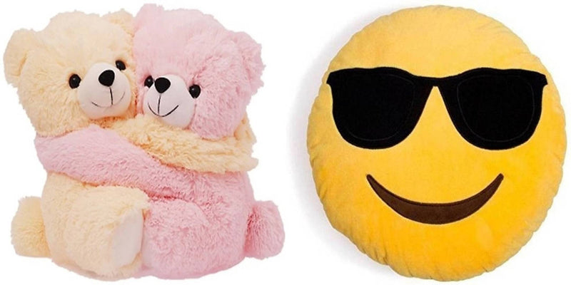 Gift Basket Stuffed Soft Toy Combo Of Huggable Couple With Cool Dude Smiley