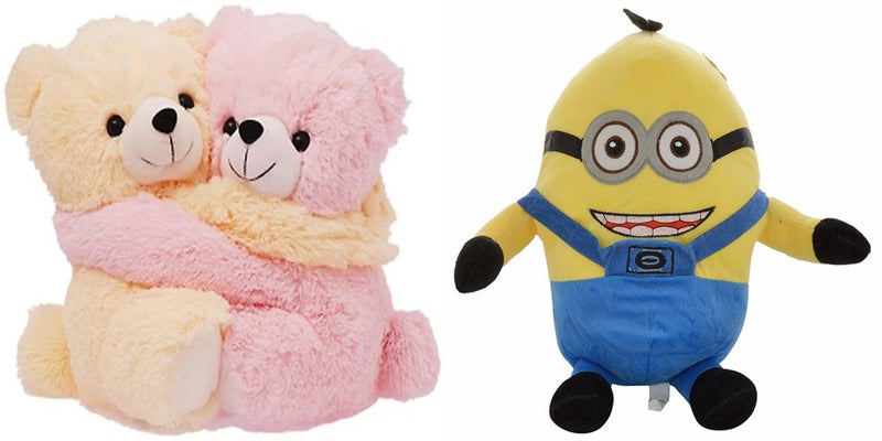 Gift Basket Stuffed Soft Toy Combo Of Huggable Couple With Minion