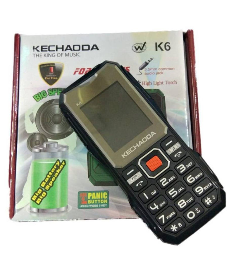 MOBILE PHONEKechaoda K6 32MB,1800mAH lithium-ion battery,4.57 centimeters (1.8-inch) display with 128 x 160 pixels resolution, 0.3MP primary camera THE TOUGHEST PHONE ( BLACK)