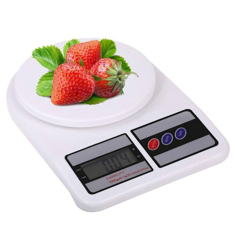 Electronic Digital 10 Kg Weight Scale LCD Kitchen Weight Scale Machine Measureformeasuringfruits,Spice,Food,Vegetable and More (Sf-400) White
