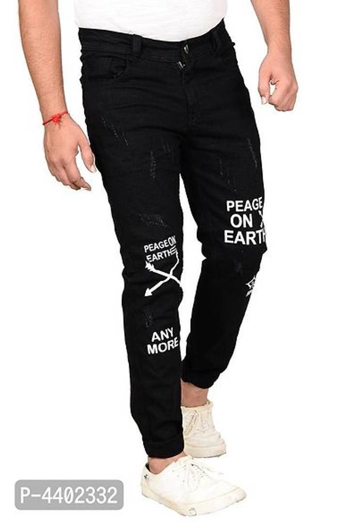 Stylish Black Printed Jeans For Men