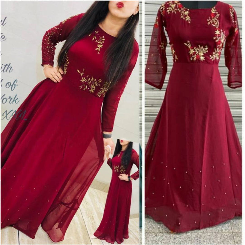 Attractive Georgette Embroidered Dress For Women