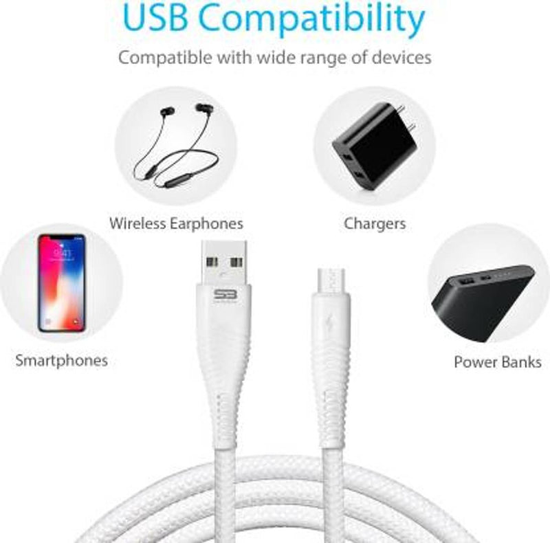 Data & Fast Charging cable White Micro Fish FM 1.5 m Micro USB Cable  (Compatible with Mobile, Tablet, Laptop, Computer, White, One Cable)